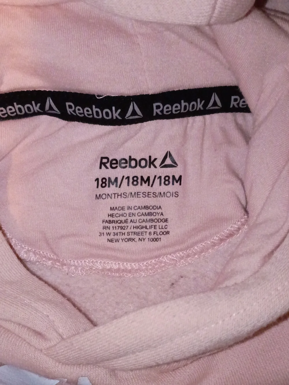 Reebok Girls' Light Pink Logo Hoodie Sweatshirt